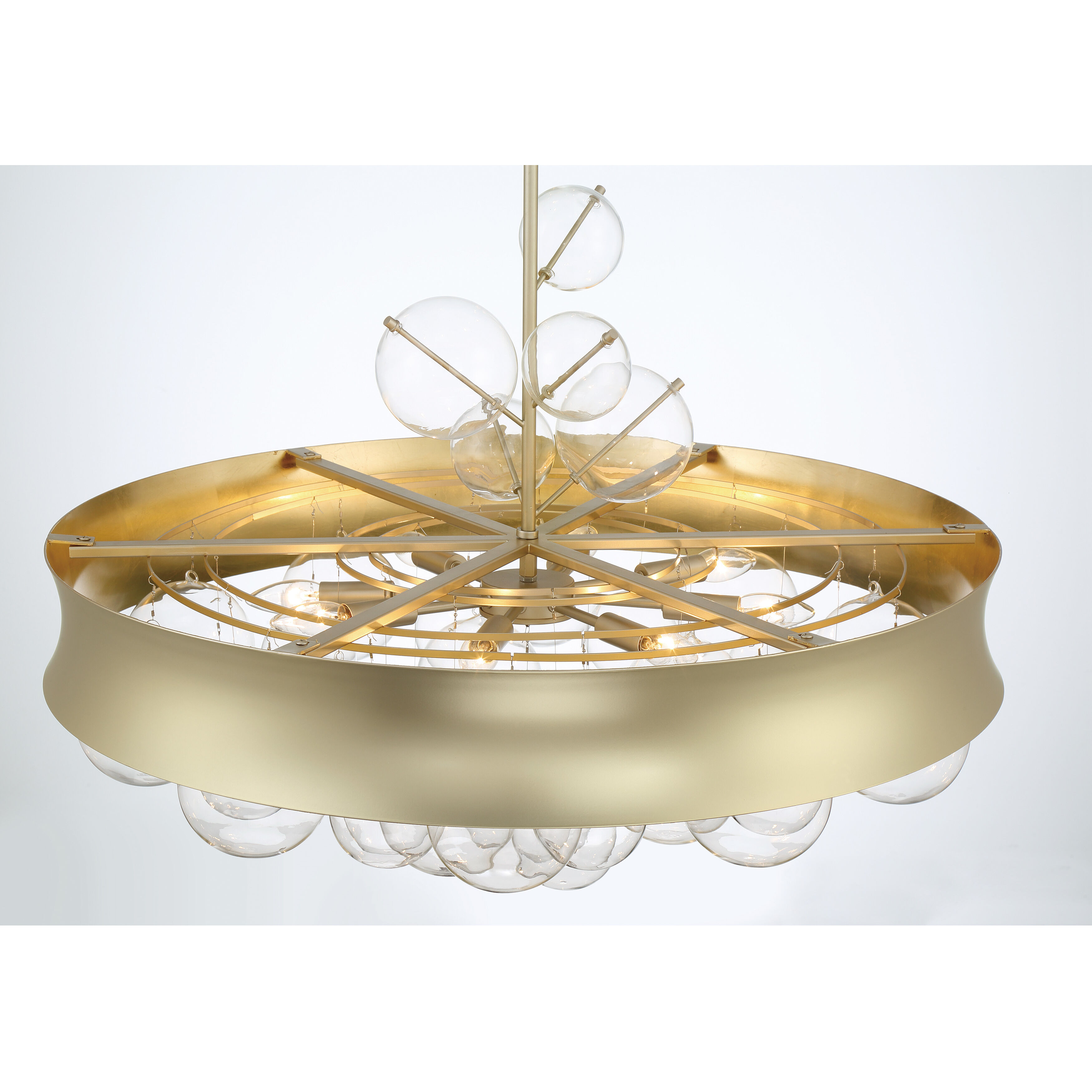 Verdi Square 8 Light 32 inch Soft Gold With Gold Leaf Convertible Pendant Ceiling Light
