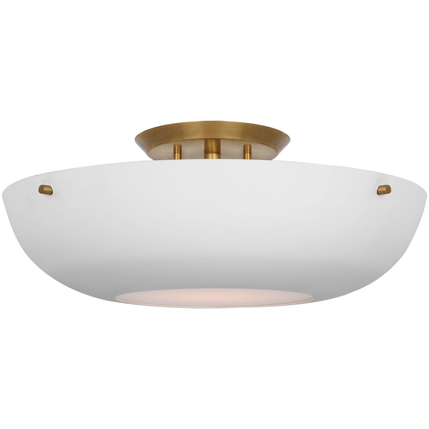 AERIN Valencia LED 16.5 inch Hand Rubbed Antique Brass Flush Mount Ceiling Light in White