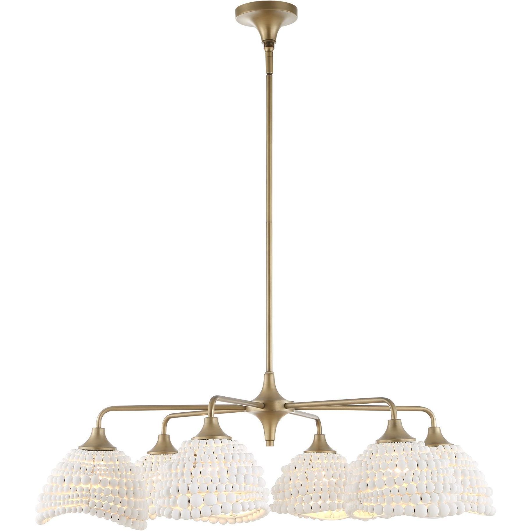 Biddeford 6 Light 36 inch Brushed Matte Gold Pendant Ceiling Light