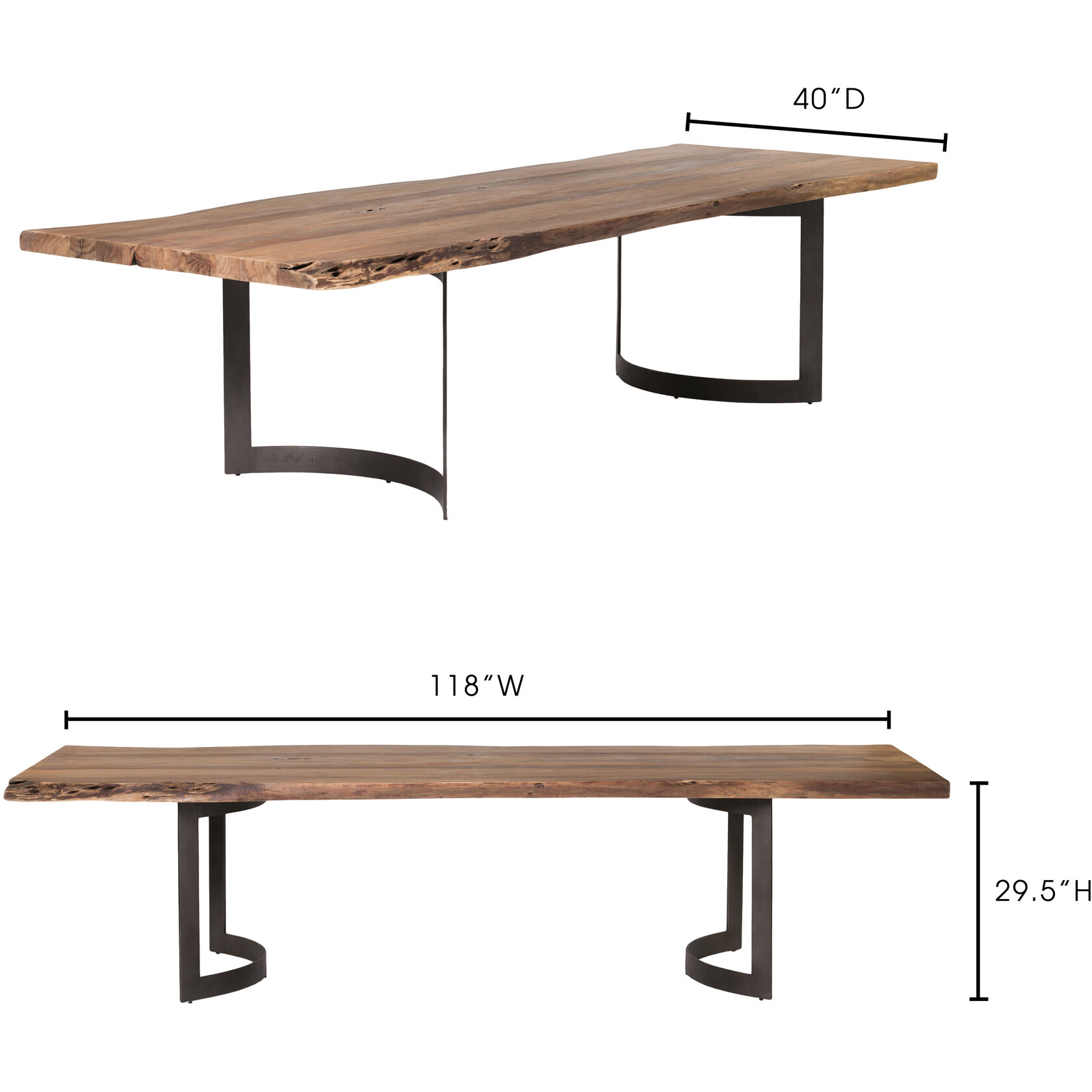 Bent 118 X 40 inch Natural Dining Table, Large