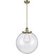 Franklin Restoration Beacon 1 Light 16 inch Antique Brass Pendant Ceiling Light in Incandescent, Clear