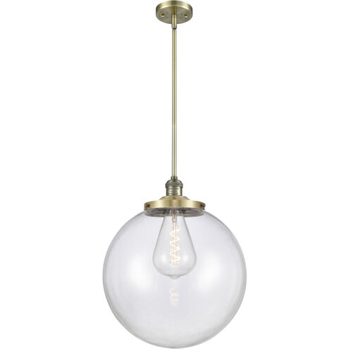Franklin Restoration Beacon 1 Light 16 inch Antique Brass Pendant Ceiling Light in Incandescent, Clear