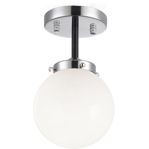 Maru 1 Light 6 inch Chrome Semi Flush Mount Ceiling Light in Chrome and Opal Glass