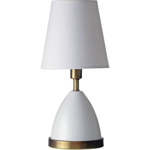 Geo 12 inch 60 watt White with Weathered Brass accents Table Lamp Portable Light