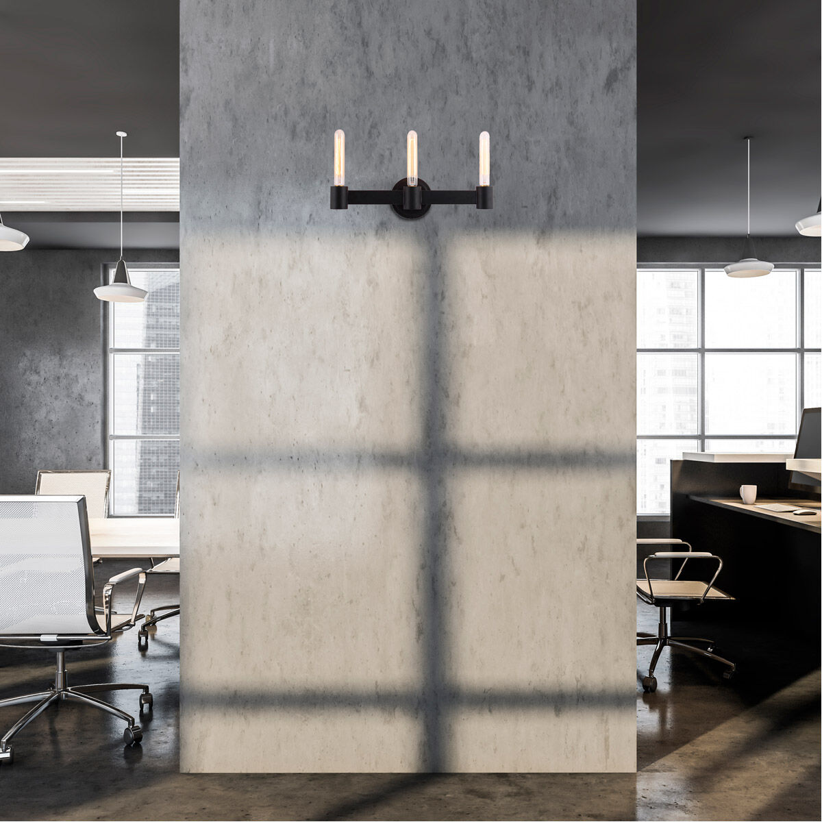 Broyles 3 Light 18.5 inch Matte Black Bath Vanity Wall Light