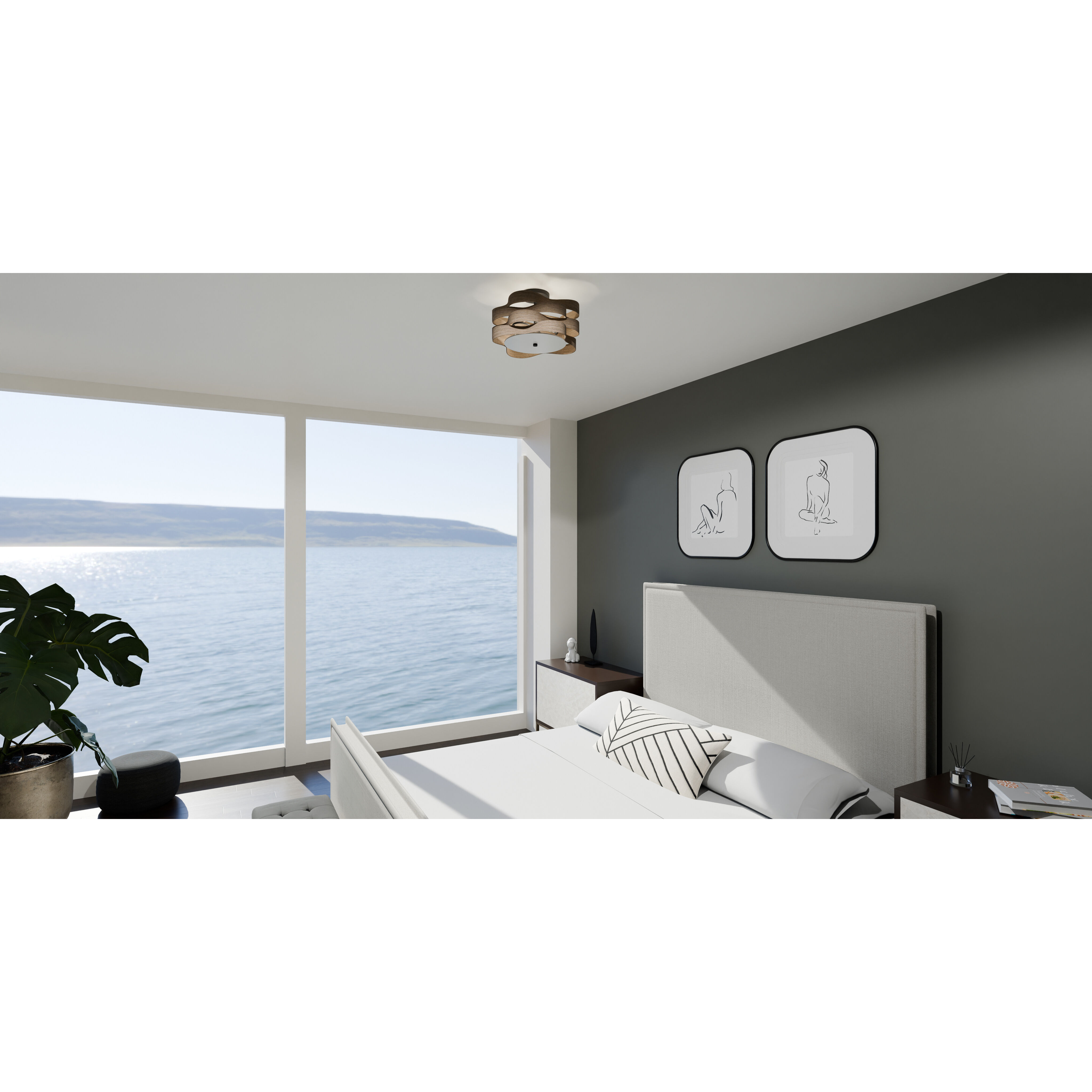 Appleton 2 Light 16 inch Matte Black Semi-Flush Mount Ceiling Light