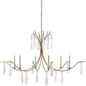 Marshallia 6 Light 59 inch Rustic Gold/Faux Rock Crystal Chandelier Ceiling Light