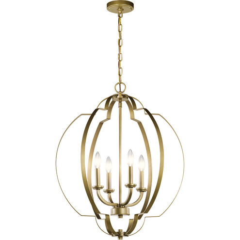 Voleta 4 Light 22 inch Natural Brass Large Foyer Pendants Ceiling Light, Large