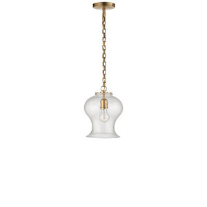 Thomas O'Brien Katie 1 Light 8 inch Hand-Rubbed Antique Brass Pendant Ceiling Light in Seeded Glass