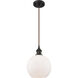 Ballston Athens LED 8 inch Oil Rubbed Bronze Mini Pendant Ceiling Light in Matte White Glass, Ballston