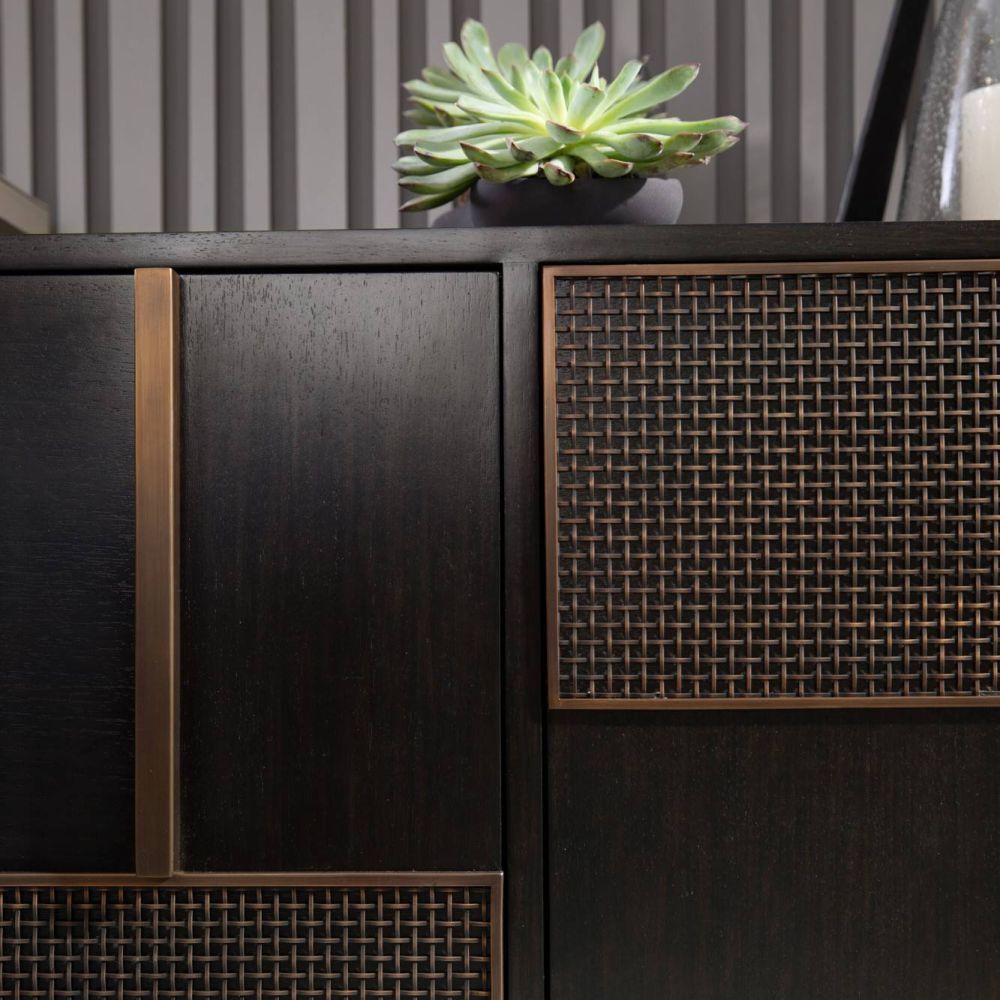 Demi 74 X 20.5 inch Ebony and Antique Brass Credenza