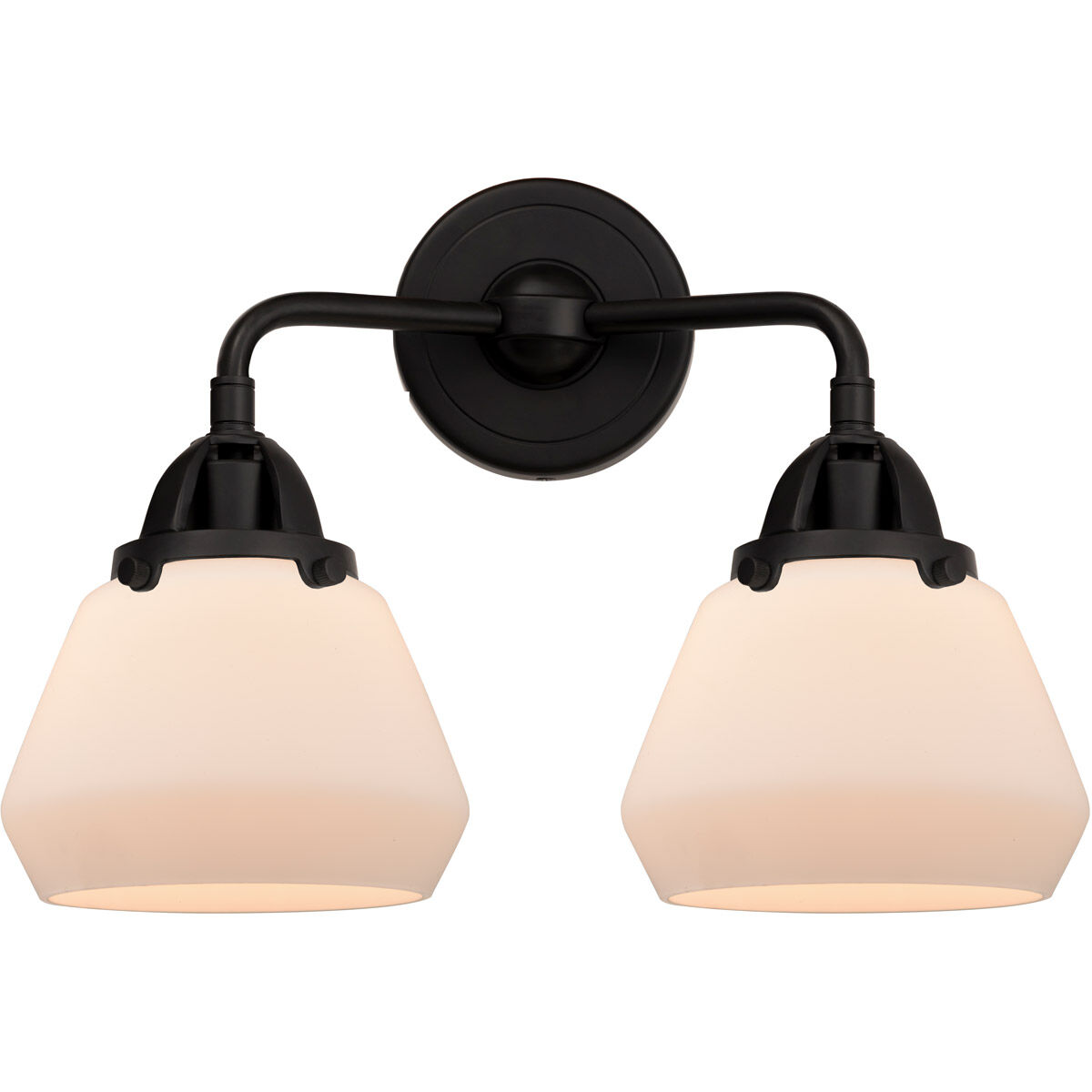 Nouveau 2 Fulton LED 14.75 inch Matte Black Bath Vanity Light Wall Light in Matte White Glass