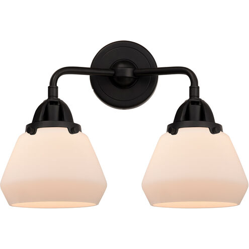 Nouveau 2 Fulton 2 Light 15 inch Matte Black Bath Vanity Light Wall Light in Matte White Glass