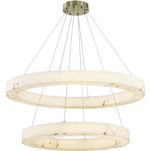 LumenAria LED 42 inch Brushed Brass Pendant Ceiling Light in Faux Alabaster