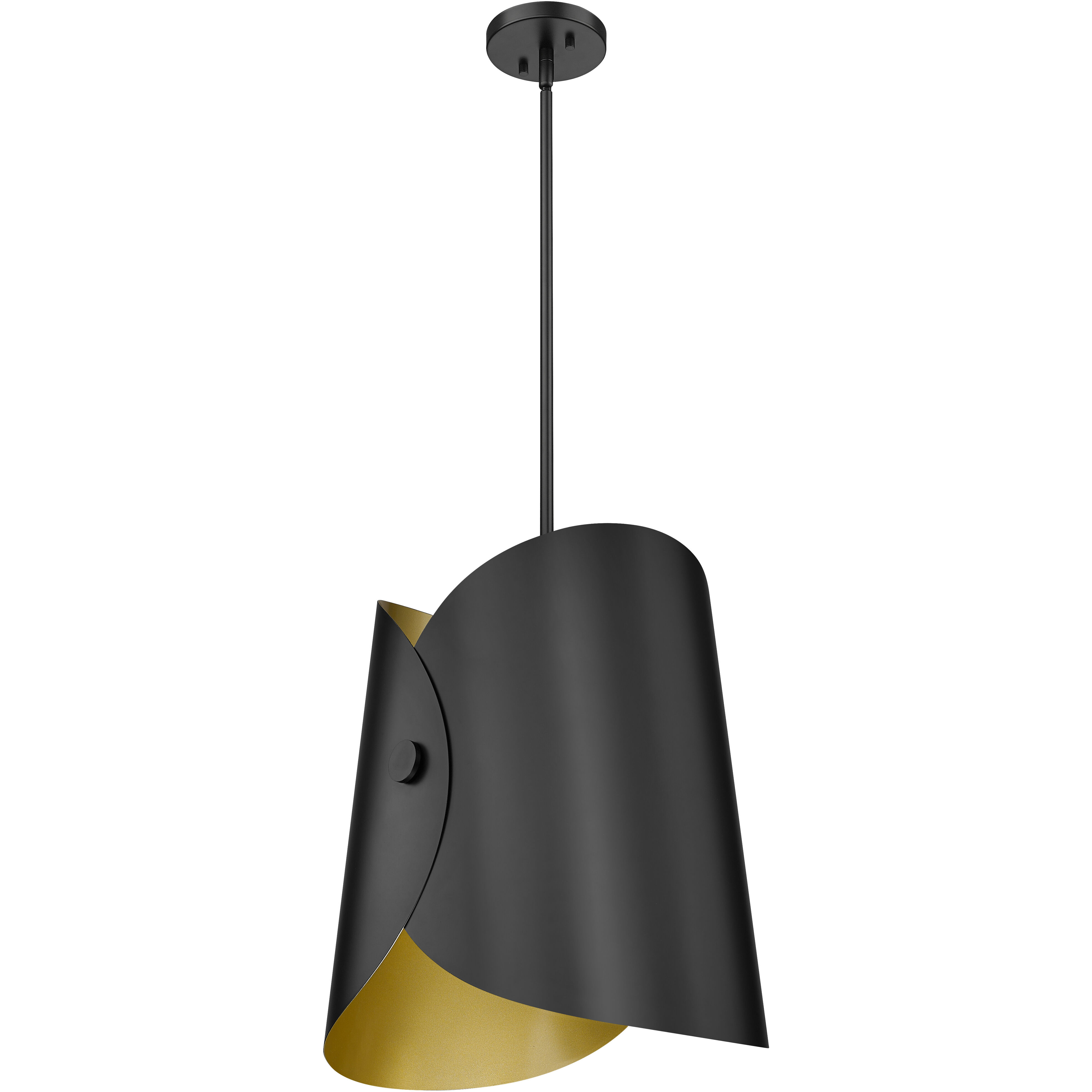 Salone 1 Light 14.25 inch Matte Black Pendant Ceiling Light in Matte Black Outer,  Gold Inner