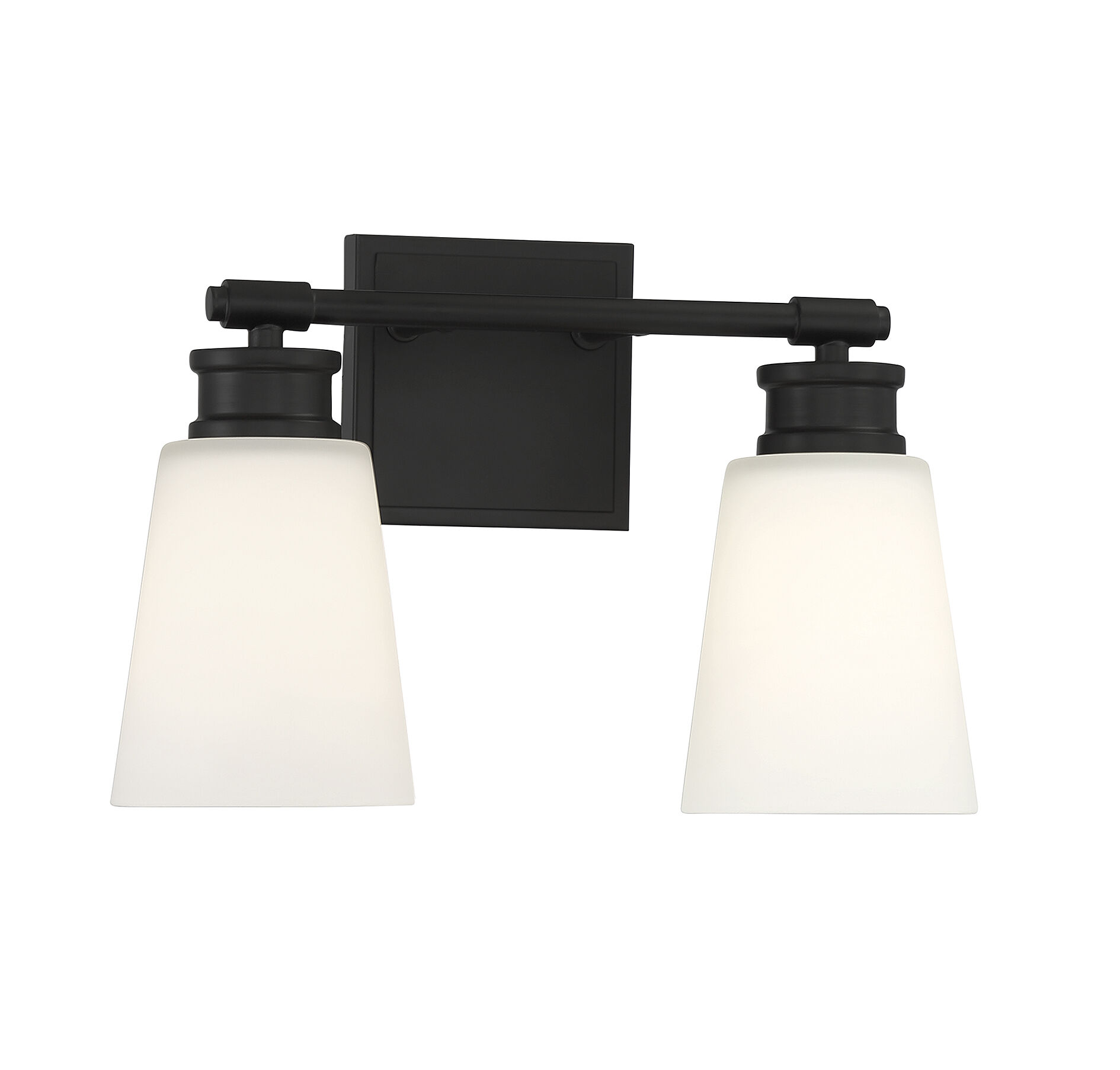Contemporary 2 Light 14 inch Matte Black Bathroom Vanity Light Wall Light