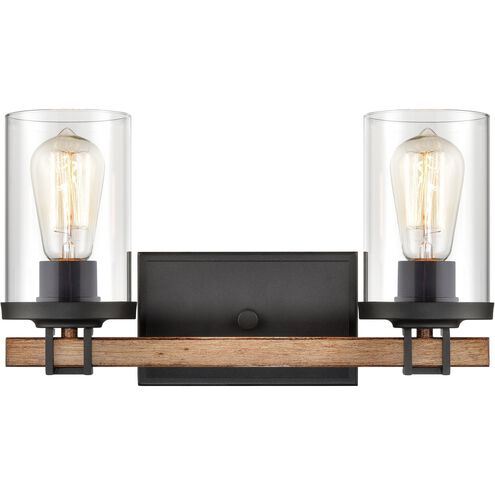 Holdfast 2 Light 15 inch Charcoal with Beechwood Vanity Light Wall Light