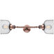 Franklin Restoration Large Bell 2 Light 19 inch Antique Copper Bath Vanity Light Wall Light in Seedy Glass, Franklin Restoration