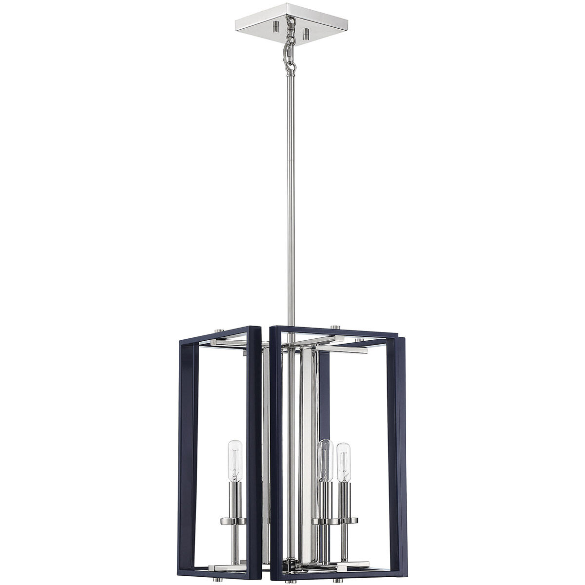 Champlin 4 Light 12.38 inch Navy with Polished Nickel Accents Pendant Ceiling Light in Navy/Polished Nickel