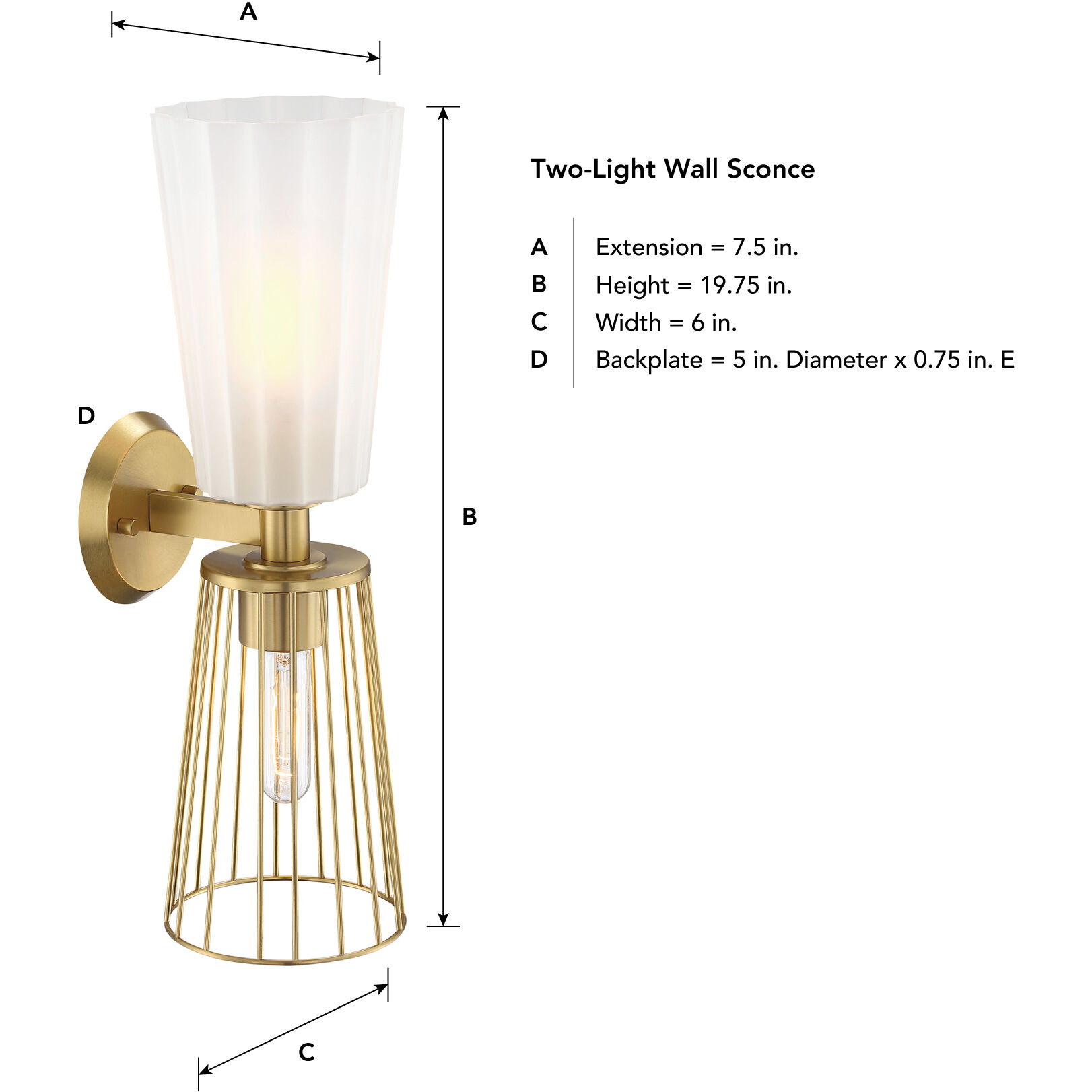 Liana 2 Light 6 inch Brushed Gold Wall Sconce Wall Light