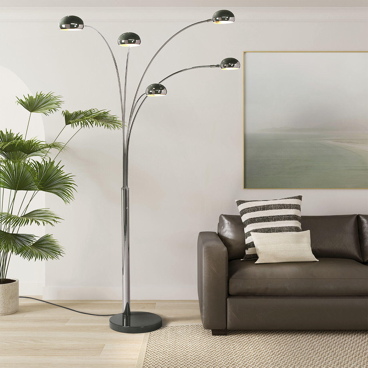 Mushroom 85 inch 40.00 watt Black Nickel Arc Floor Lamp Portable Light