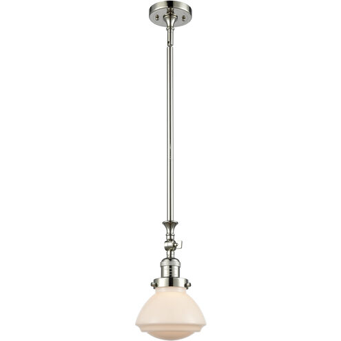 Franklin Restoration Olean LED 6.75 inch Polished Nickel Mini Pendant Ceiling Light in Matte White, Franklin Restoration