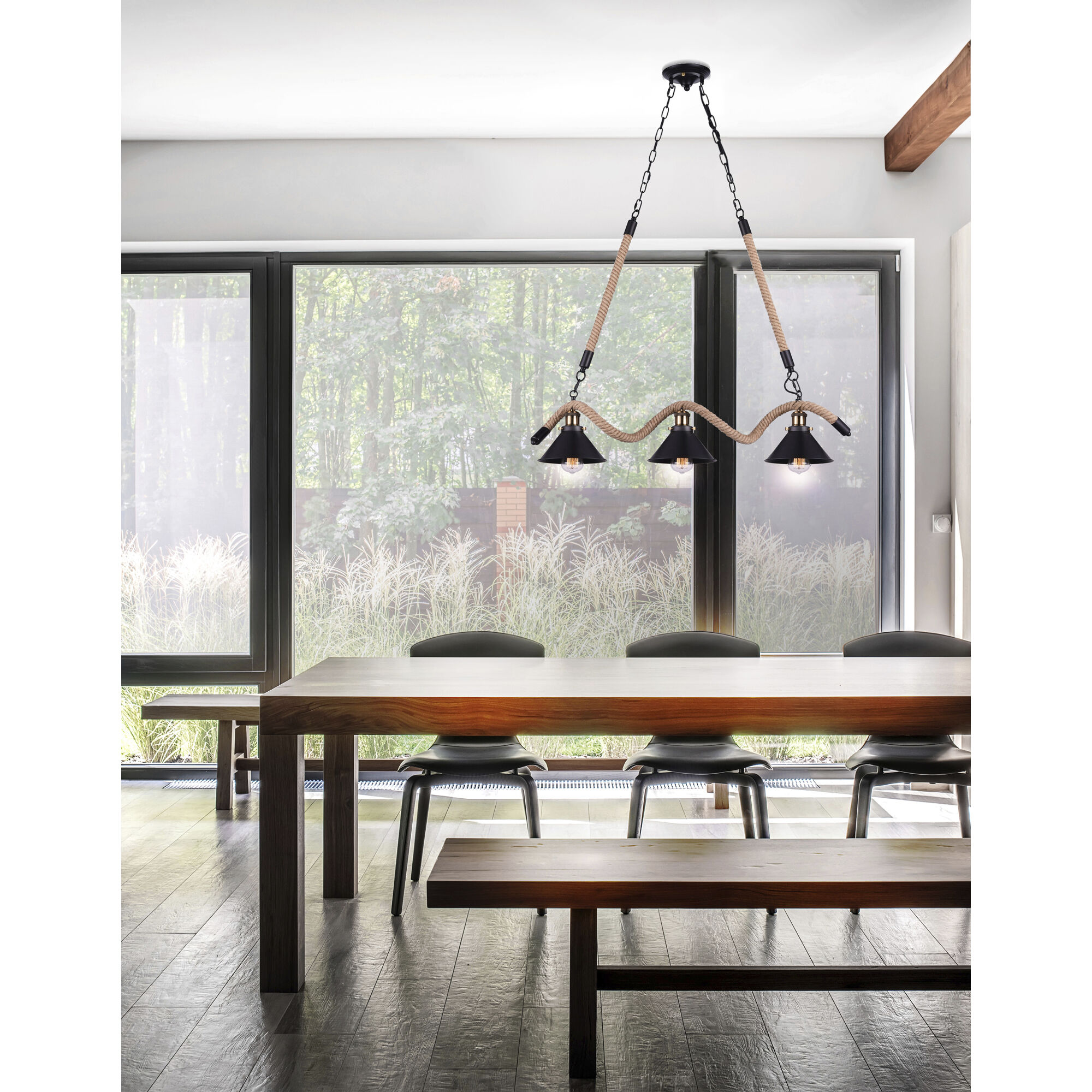 Padma 3 Light 34 inch Black Island/Pool Table Light Ceiling Light