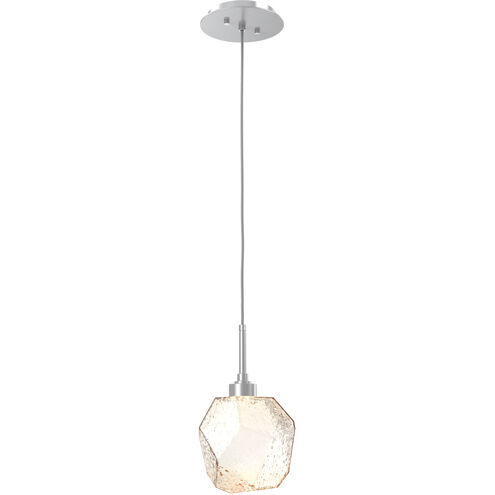Gem LED 8.4 inch Classic Silver Pendant Ceiling Light in 3000K LED, Amber