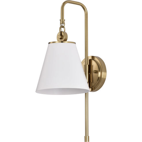 Dover 1 Light 7 inch White/Vintage Brass Bathroom Vanity Lights Wall Light