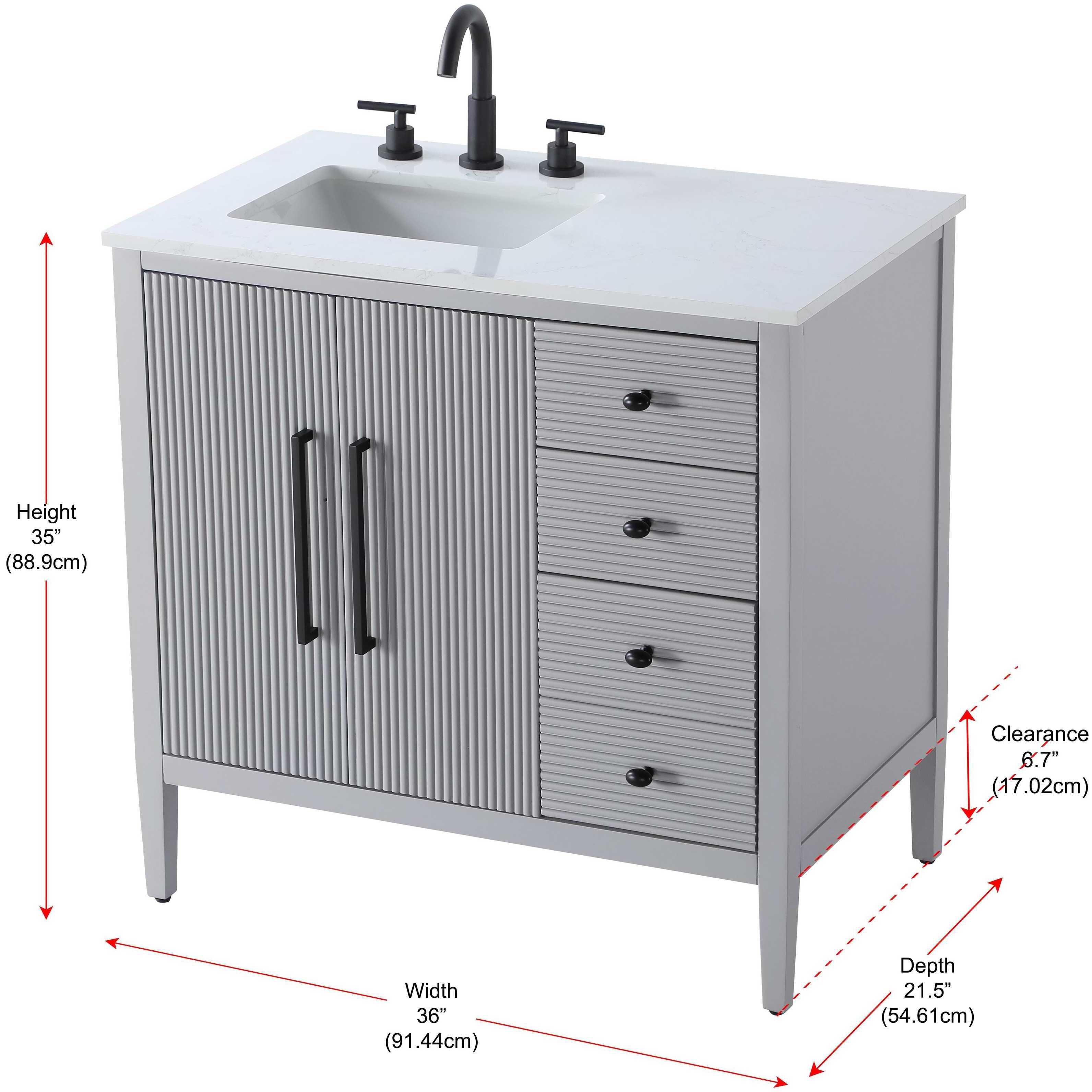 Blakely 36 X 34 inch Grey Bathroom Vanity Cabinet