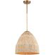 Copa 1 Light 16 inch Natural Brass Pendant Ceiling Light, Converts to Semi Flush