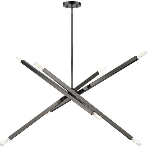 Monaco 8 Light 35 inch Black Chrome Linear Chandelier Ceiling Light, Large