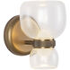 Sutton 5.38 inch Vintage Brass and Clear Glass Bath Vanity Light Wall Light
