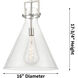 Downtown Urban Newton Cone 1 Light 16 inch Champagne Bronze Pendant Ceiling Light in Light Smoke Glass