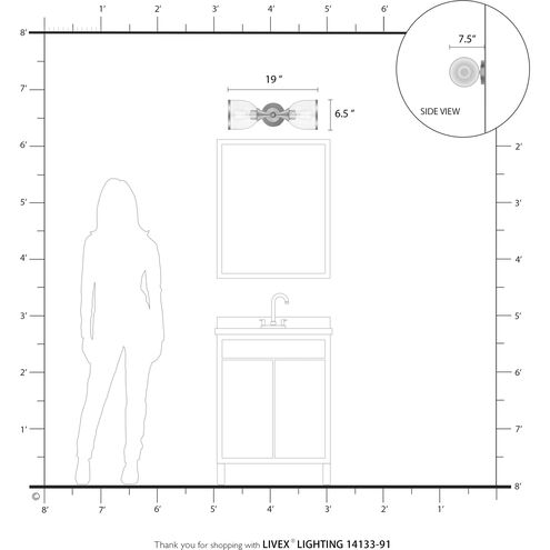 Ashridge 2 Light 6.5 inch Brushed Nickel Vanity Wall Sconce Wall Light