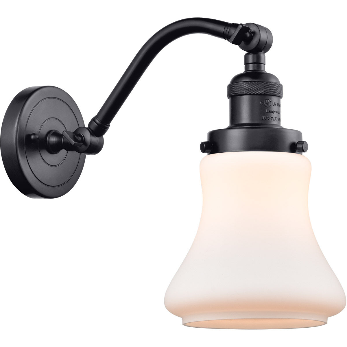 Franklin Restoration Bellmont LED 7 inch Matte Black Sconce Wall Light in Matte White Glass, Franklin Restoration
