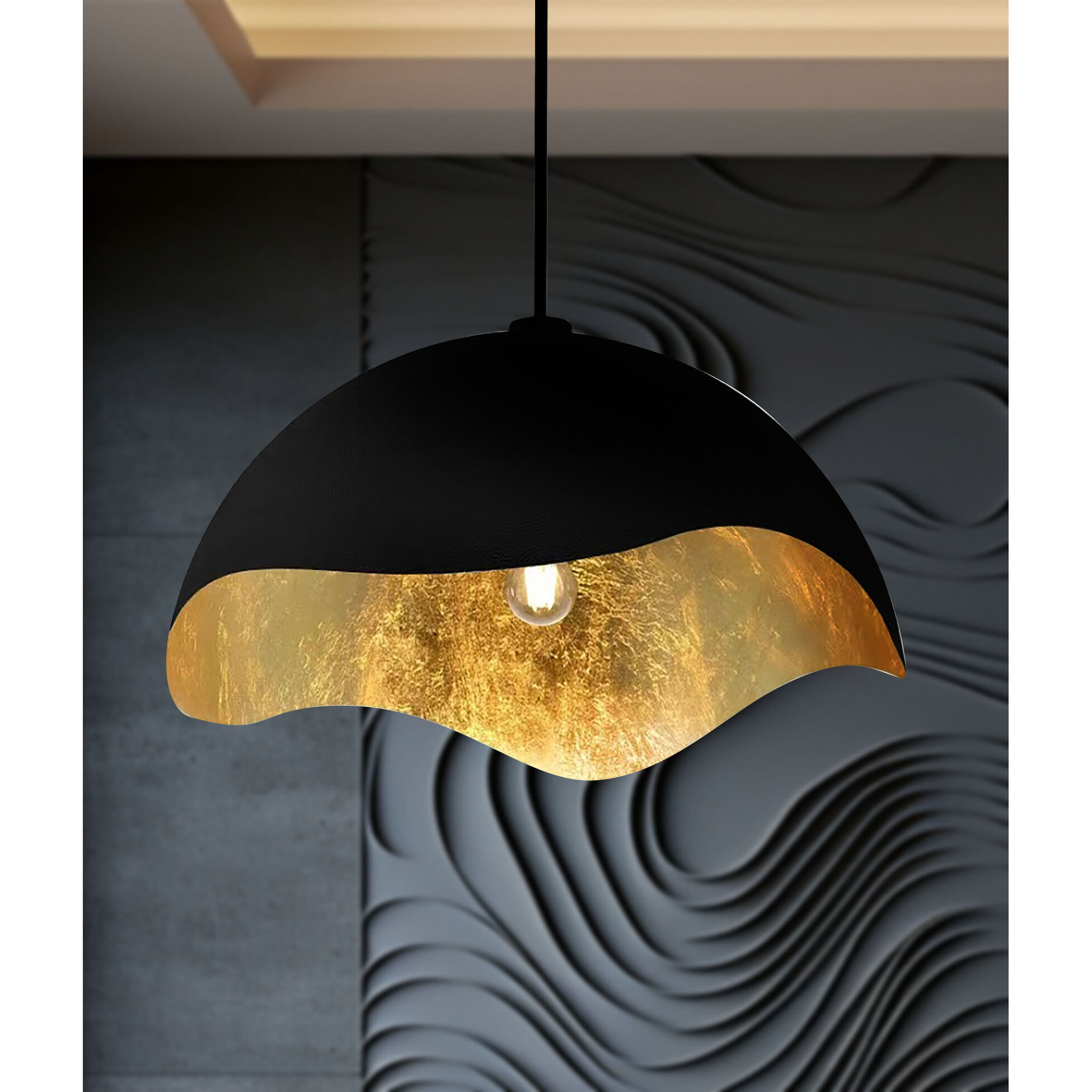 Eclos 1 Light 23.88 inch Sand Coal With Gold Leaf Inside Pendant Ceiling Light