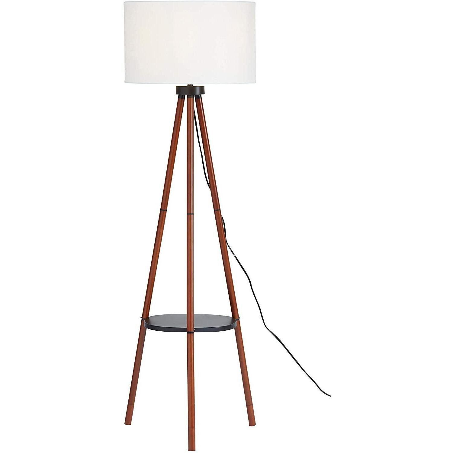 Sophia 61 inch 60 watt Walnut Floor Lamp Portable Light, Simplee Adesso