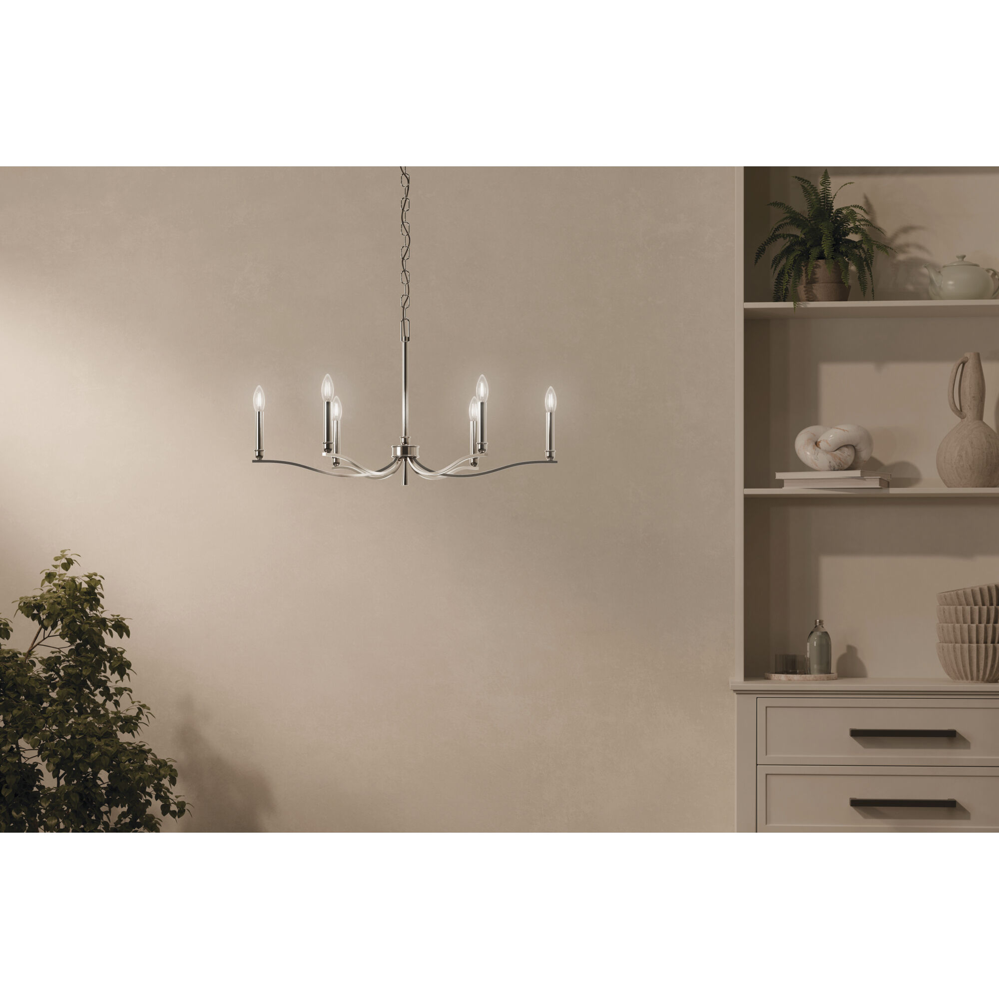 Malene 6 Light Polished Nickel Chandelier Ceiling Light, 1 Tier Small