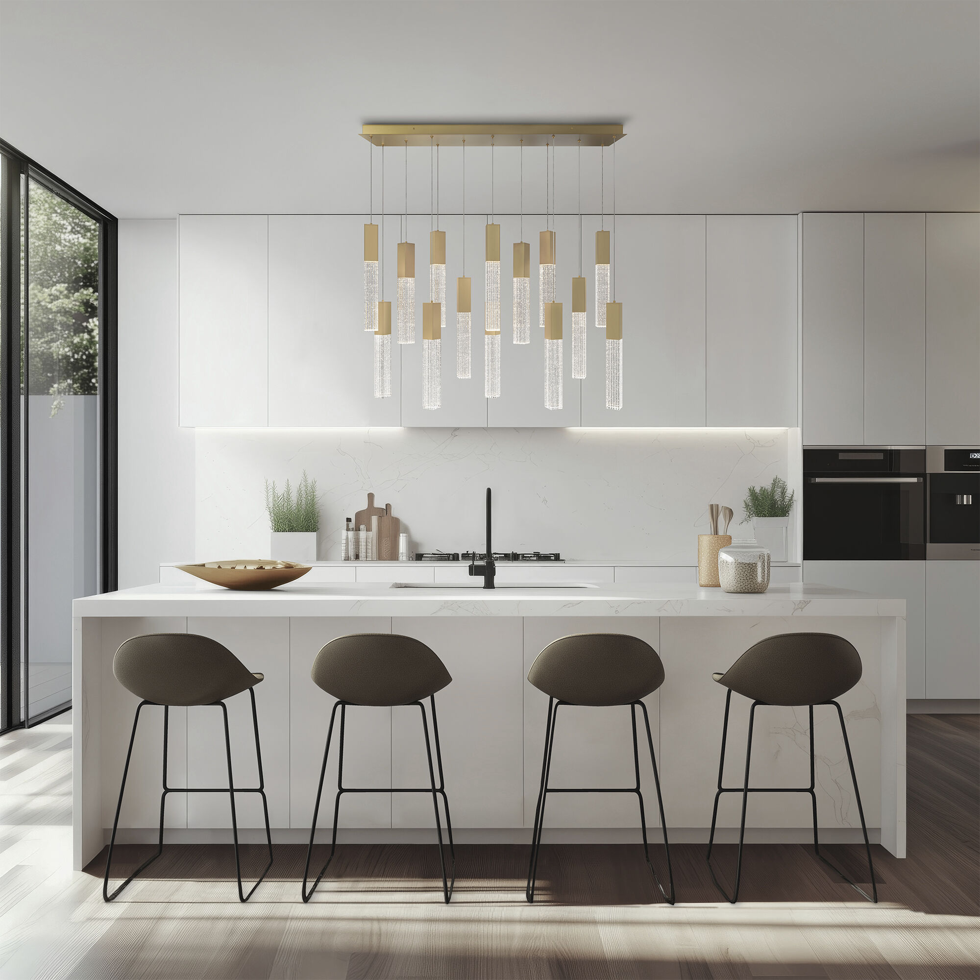 Cinema LED 9.5 inch Aged Brass Indoor Hanging Lighting Ceiling Light