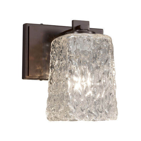 Veneto Luce 1 Light 7 inch Matte Black Wall Sconce Wall Light in White Frosted (Veneto Luce), Cylinder with Rippled Rim, Incandescent