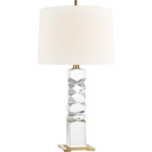 Thomas O'Brien Argentino 31 inch 100 watt Crystal and Hand-Rubbed Antique Brass Table Lamp Portable Light, Large