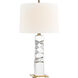 Thomas O'Brien Argentino 31 inch 100 watt Crystal and Hand-Rubbed Antique Brass Table Lamp Portable Light, Large