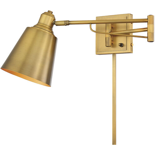 Farmhouse 6.5 inch 60.00 watt Natural Brass Adjustable Wall Sconce Wall Light