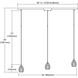 Socketholder 3 Light 38 inch Polished Chrome Mini Pendant Ceiling Light in Linear with Recessed Adapter, Linear