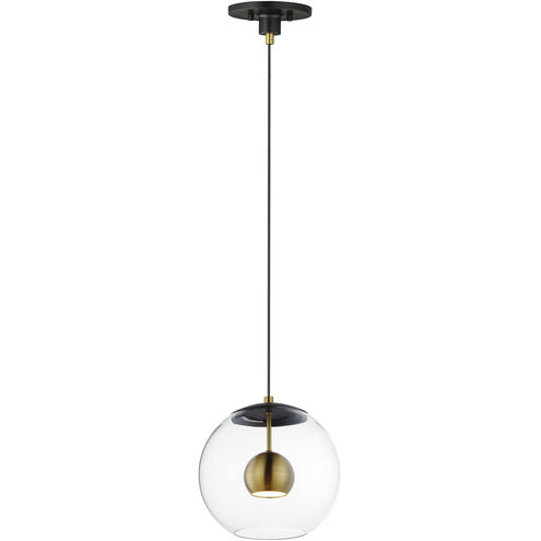 Nucleus LED 11 inch Black and Natural Aged Brass Single Pendant Ceiling Light