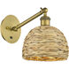 Woven Rattan Sconce Wall Light in Brushed Brass