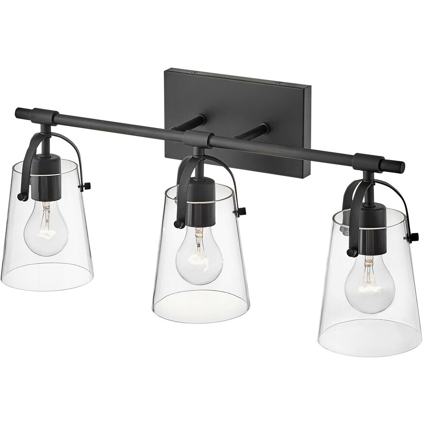 Foster 3 Light 22.75 inch Black Vanity Light Wall Light in Clear