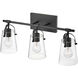 Foster 3 Light 22.75 inch Black Vanity Light Wall Light in Clear