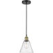 Berkshire 1 Light 8 inch Black Antique Brass Mini Pendant Ceiling Light